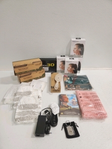 Face Masks, Hair Brush, 3D Lamp, (4) Headphones, Pillow Cases, DVD And More