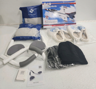 Thunderbirds Flying Aircraft, Pillow Cases, Beanies, (2) Pairs Of Slippers, Plank Trainer And More