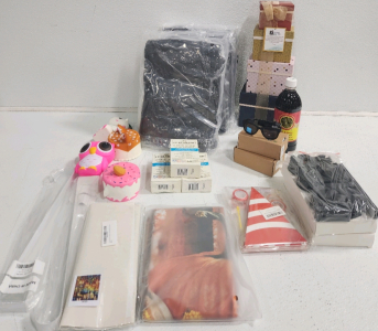 (4) Squishy Toys, (2) Hooks, Tapestry, Paint By Numbers, (3) Hair Therapy, Gift Box Set, (2) Pairs Of Baby Sunglasses, Soy Sauce And More