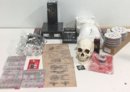 (3) Fake Life size Skulls With (3) Fake Blood Containers (3) Wi-Fi 1200mbps Range Extenders (2) Grill Scrapers and More!!