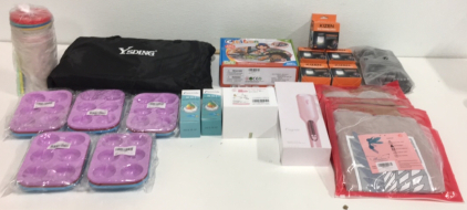 (1) Ysding Foldable Patio Furniture Set (3) Angelaicos Unisex Long Sleeve Khaki Jackets Size Medium (1) Tegsin Volumizing Hair Iron (1) Chibon Car Playmat Set and Everything Else Pictured!!