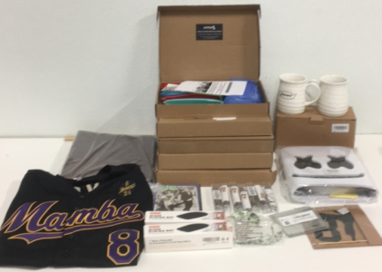 (5) Boxes Of Reusable Silicone Food Storage Bags (2) Mixer Slider Mats (1) Kobe Bryant Mamba Jersey (1) DJ LED Lightup Mask (2) Stone Ware Mugs and More!!