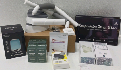Compression Wrist Brace, Plank Trainer, Touch Lamp Portable Speaker And More