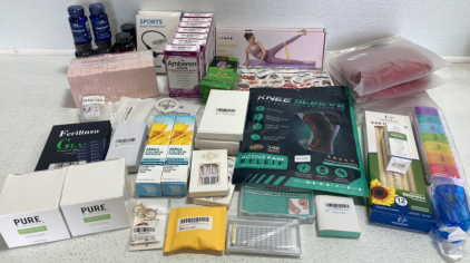 Resistance Bands, Red Wigs, Knee Sleeves, Supplements, Toothpaste, Clay Face Masks, Ear Wax Removal Kit and more