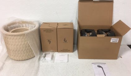 (3) Flower Pots, Aroma Diffuser, Solar Lights and much more