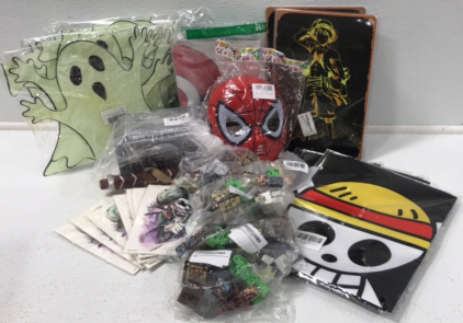 (3) Metal Anime Plaques (1) Thors Hammer (1) Spider-Man Mask (4) Skeleton Room Flags (1) Pok&eacute;mon Trading Card Binder &hellip; and more