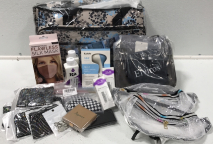 (1) Rolling Tote (1) Hanging Toiletries Kit (2) 8fl oz Rit All Purpose Dye (2) Mesh Clear Fanny Packs (1) 5 in 1 Facial Cleansing System&hellip; and more.