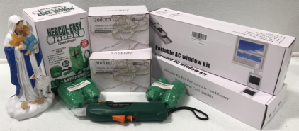 (1) 7.2V Cordless Garden Pruner (4) Extension Cord Transformers (1) 50ft Expanding Hose (2) Portable AC Window Kits&hellip; and More