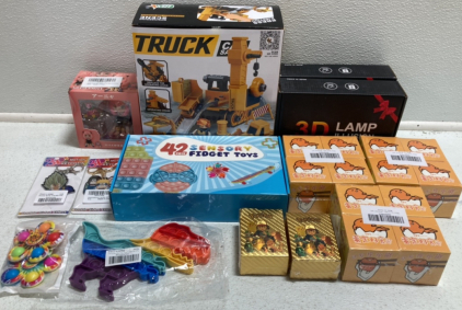 Construction Truck Toy, 3D Superhero Lamps, Fidget Toys, Pok&eacute;mon Cards, Anime Keychains and more