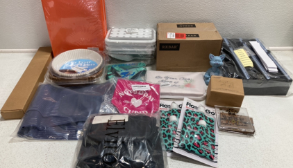Orange Folders, Blueberry RXBars, Kitchen Wrap Organizer, Toiletry Bag, Air Fryer Parchment, Ice Tray w/ Container and more