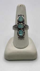 (1) Triple Blue Opal .925 Ladies Ring Size 11