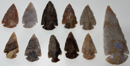 (1) 3.75” Spearhead, (10) 1.5” To 1.75” Arrowheads