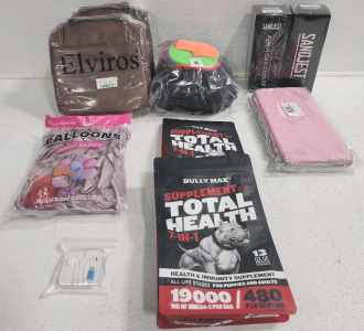 (2) Total Health For Dogs, (2) Toiletry Bags, Ballon, 4 In 1 Can Coolers, Headphones And More