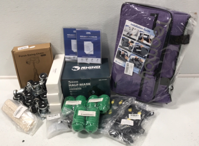 (1) Rolling Tote (1) Porch Swing Chain (1) Half-Mask Respirator (20) 5x7 Plexiglass Sheets &hellip; and More