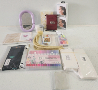 Markers, (2) Journals, Mirror, (2) Headsets, Photo frames, Picture Frame, Paint By Numbers, Dread Hair Set, Thred Set And More