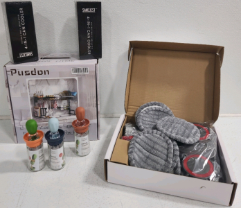 (3) Oil Brush Bottles, 2 Tier Over The Sink Dish Drying Rack, (2) 4 In 1 Can Coolers, Vacuum Accessories