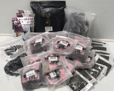 (21) Messy Bun Hairpieces (10) Rhinestone Face Masks (1) Curly Orange Wig (1) Lace Heart Accessory (1) 2pc Fashion Wig &hellip; and More