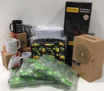 (2) Portable Hookahs (1) Small Fan (2) Lemon Lunchboxes (4) 8x10ft Backdrops (1) Slicone Bluetooth Speaker Case (3) 6pc Baggie Racks &hellip; and more
