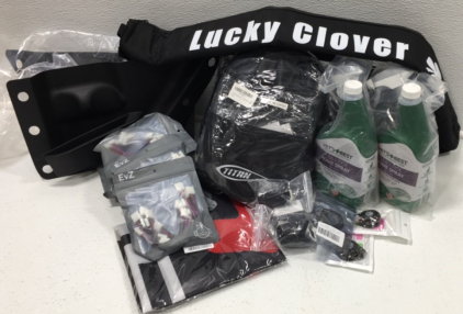 (3) Lucky Clover Insulated 7-Can Holder (2) 50 ft Garden Hose (10) LED Strip Light Connectors (2) Car Start Button Accessories&hellip;. and More