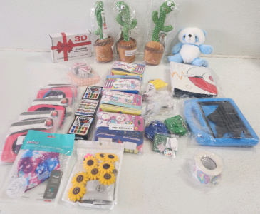 (3) Cactus Toys, Teddy Bear, 3D Lamp, (4) Puzzles, Doll School Accessories, Kids Face Protectors, Toddler Leash And More