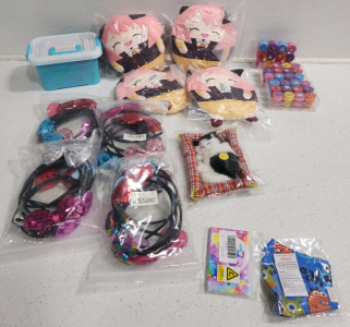 Building Blocks, (4) Stuffed Animals, (4) Packs Of Head Bands, (3) Stamp Sets And More