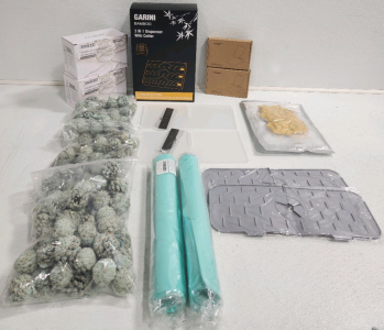 (3) Bags Of Decorative Pine Cones, 3 In 1 Dispenser With Cutter, (2) Tablet Stands, (2) LED String Lights, (2) Book Stands And More