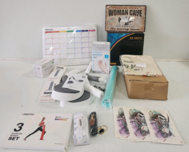 Exercise Band Set, (2) Plank Trainers, Whiteboard Calender, Epoxy Resin, Vinyl Gloves, (2) Vegetable Peelers, LED Lights,(3) Stickers And More