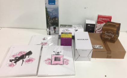 (3) Decorative Vogue Wall Prints (1) Hookah (1) Wooden Sunny Day Tissue Holder (1) GS Chier Seatpost Kit (1) Replacement Bicycle Saddle Seat and More!!