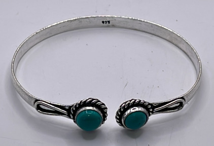 (1) Turquoise Gemstone And Silver .925 Bracelet