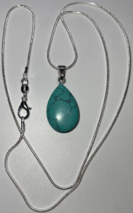 (1) Turquoise Teardrop Gemstone .925 Necklace