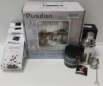 Cocktail Shakers, Ground Roasted Coffee, Dish Drying Rack And Keto Drink Mix