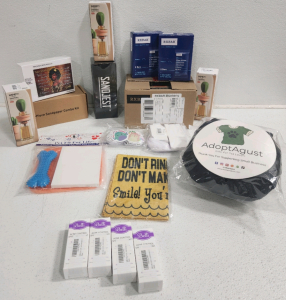 (4( Acne Control Treatments, Stickers, (3) Oil Brush Bottles, Box Of RXBars, Can Cooler, Sandpaper Set And More
