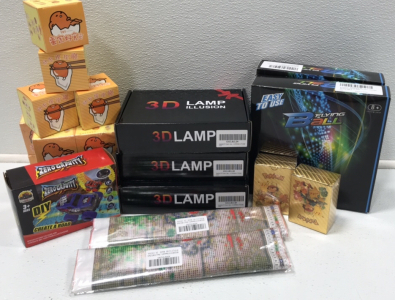 (3) 3D Illision Lamp (2) 110pcs Pok&eacute;mon Going Cards (2) 4 pack RC Flying Ball Toys &hellip; and more