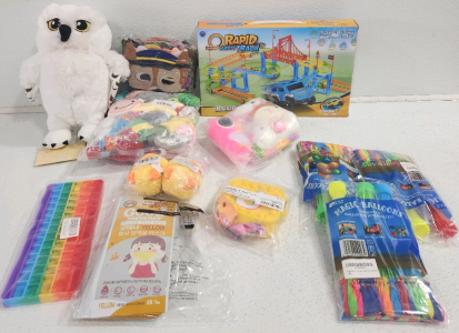 Owl, Small Stuffed Animal Keychains, Rapid Track, Squishes, Water Ballons, Fidget Toys And More