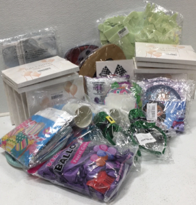 (18) Party Balloon Packs (1) Music Theme Birthday Banner (2) 100pcs Floral Cut-Outs (1) Spiderwebbing (6) Claw Mark Decals and more