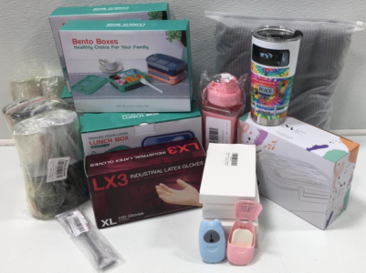 (1) 20oz Mug (7) Portable/Dissolveable Soap Strips -4packs (5) 4-Layer Lunchboxes (1) Kids Snack Box (3) 2pc Oil Spayers for Cooking &hellip;and more