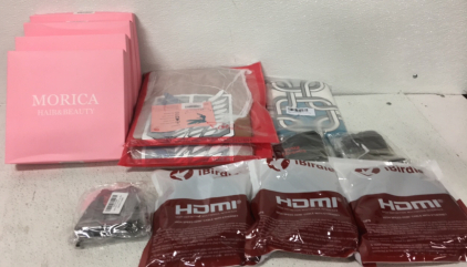 (4) Monica Wig-(3) HDMI Cords-(3) Packs Face Masks and More