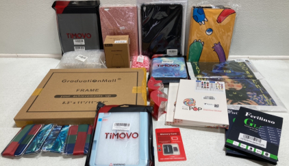Assorted Tablet Cases, Grad Frame, Diamond Painting Kits, Nintendo Switch Screen Protectors, Aroma Diffuser and more