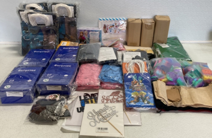 Various Party Supplies: Balloons, Avatar Gift Bags, Fidget Pop Favors, Wine Gift Bags, Frozen Invites and more