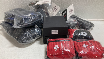 (2) Men&rsquo;s Bicycle Seat, (1) Extra Wide Bicycle Seat, (2) Clip On Fan for Peloton, (3) Medium First Aid Kits, (2) Snorkeling Kits