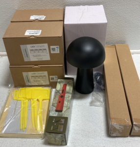 (4) Packs of LED Motion Sensor Solar Lights, (2) Pressure Washer Nozzles, (2) Indoor Mushroom Lights, Pinpoint Metal Detector, Flying Bug Traps