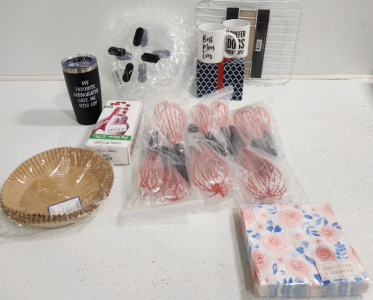 (3) Coffee Mugs, Mircowave Covers, Whiskers, Zip Slicer And More