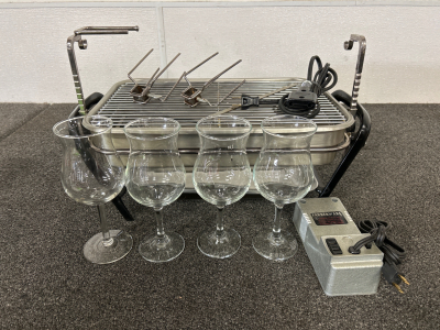 Set of 4 Glasses and Rotisserie Powers On Please Inspect