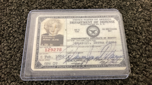 Replica Marilyn Monroe Department Of Defense ID Card From 1954 S. Korea Visit Copy