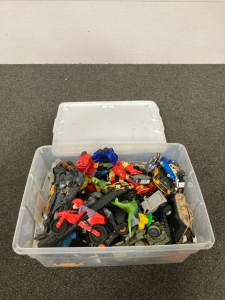 Box of hot wheels & Superhero Toy