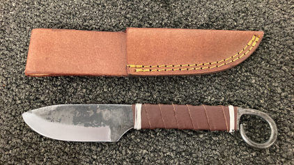 Hand Made Carbon Steel & Wrought Iron Drop Point Knife