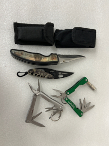 (2) Folding Knives :Apache Cutlery, Schrade, and two Multi Tools