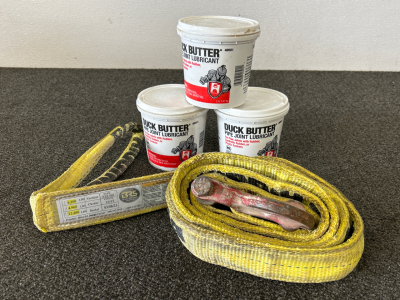 (3) Cans of Pipe Joint Lubricant and a 10 foot Nylon Strap