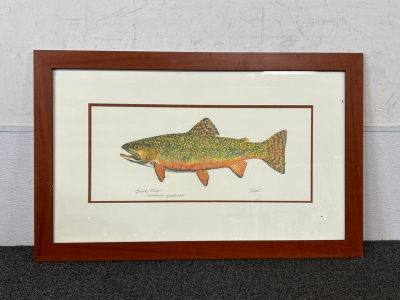 31&rdquo;x 20&rdquo; Framed Brook Trout Wall Art
