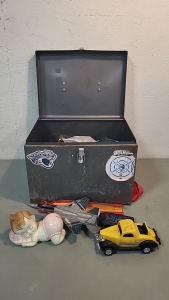 Metal Bin with Kids Toys